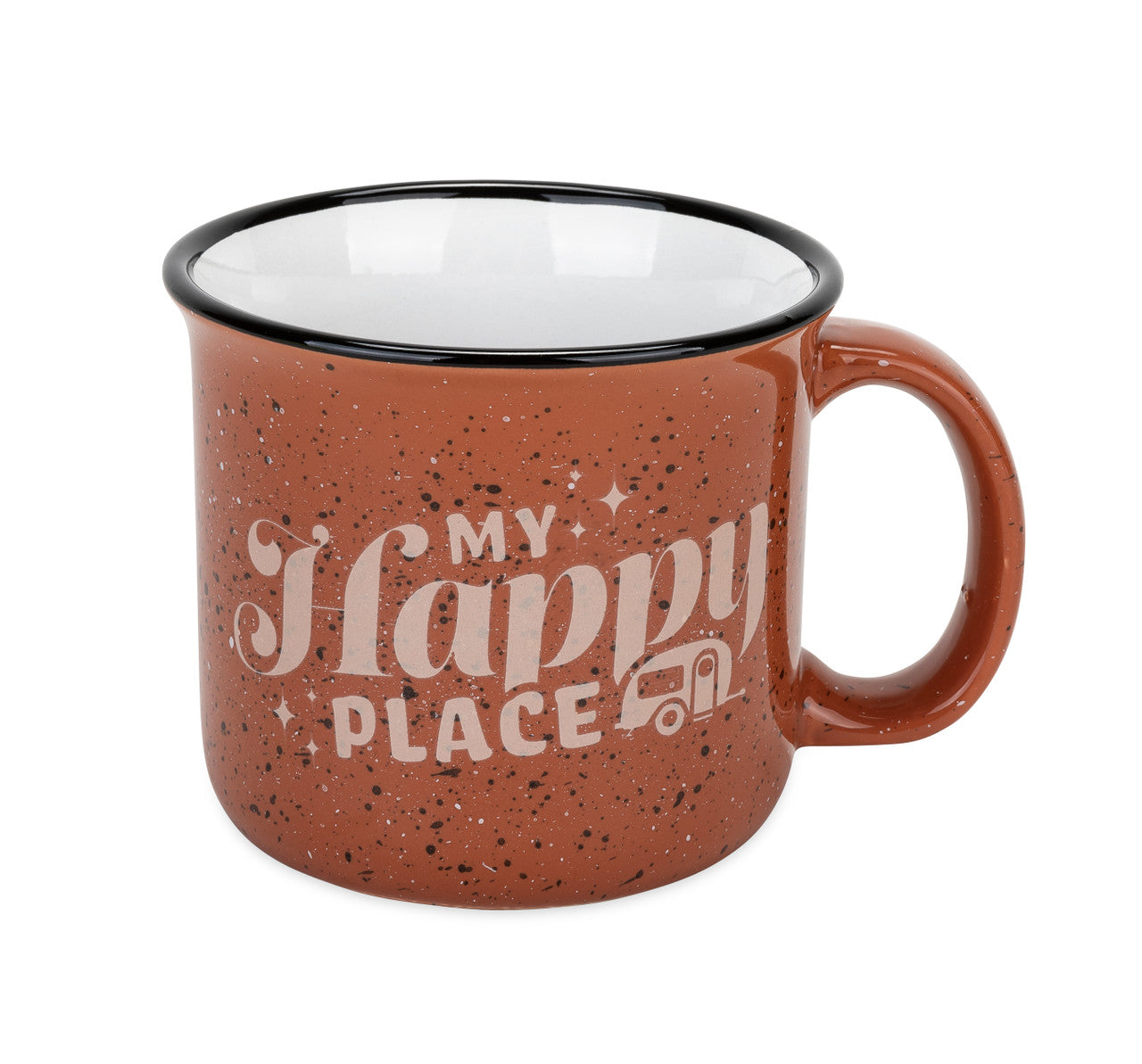 Life Is Better at the Campsite 14oz Ceramic Mug - "My Happy Place", Red