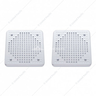 Kenworth Chrome 5-5/8" Square Speaker Cover Pair For Various Kenworth Models