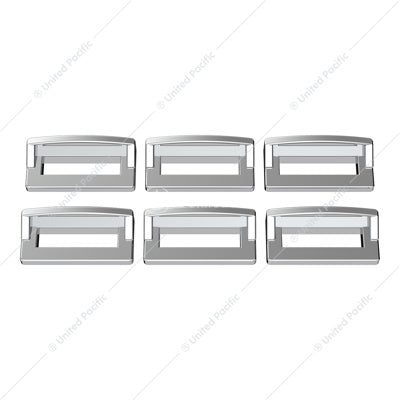 Chrome Plastic Switch Label Covers with Visor for 2001 & Older Peterbilt (6-Pack)