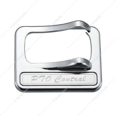 CHROME PLASTIC ROCKER SWITCH COVER WITH STAINLESS PLAQUE FOR PETERBILT - PTO CONTROL