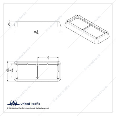 Rectangular Chrome Plastic Headlight Bezel 4" x 6"