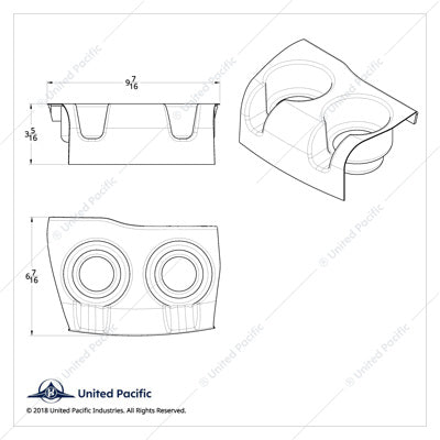 CHROME PLASTIC CUP HOLDER FOR KENWORTH W900/T800 (2006+) AND T660 (2007-2017)