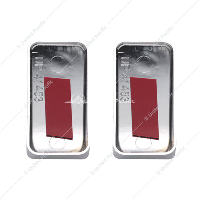 CHROME PLASTIC BLANK SWITCH COVERS FOR KENWORTH T680, T880, W990 (CARD OF 2)