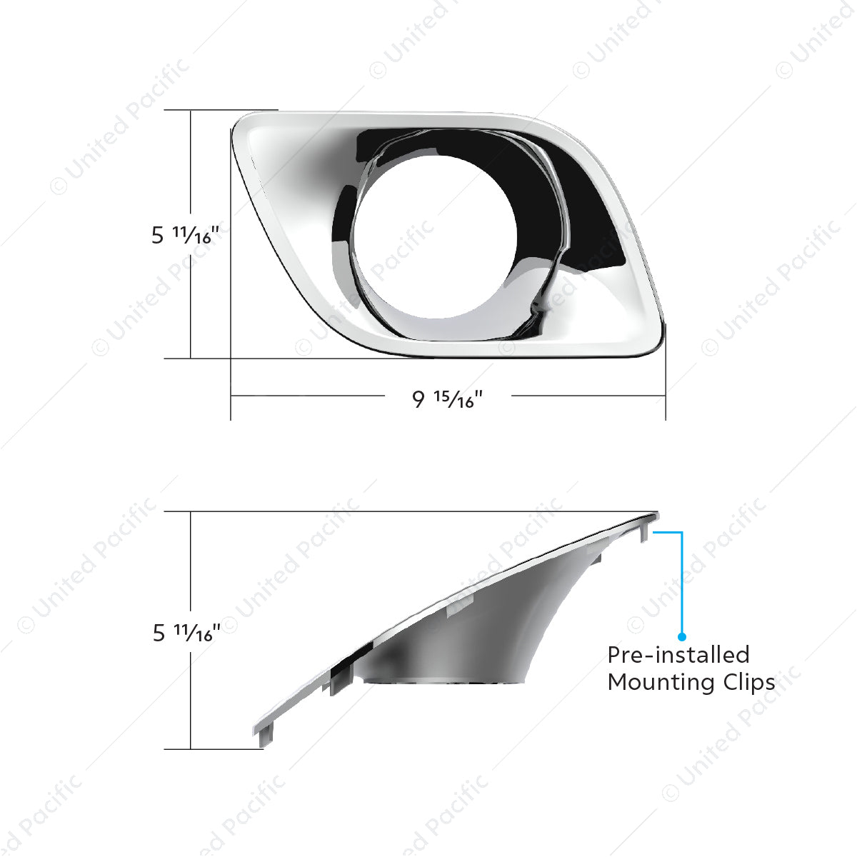 Chrome Plastic Fog Light Bezel For 2013-2021 Kenworth T680-Passenger