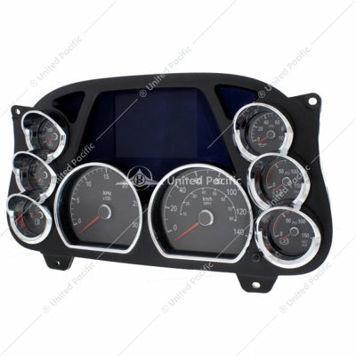 CHROME PLASTIC CENTER DASH 3-GAUGE CLUSTER BEZEL WITH VISOR FOR 2013-2021 PETERBILT 579-LEFT