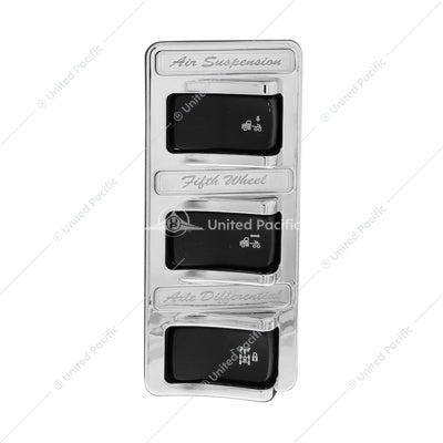 CHROME 3-ROCKER SWITCH COVER FOR PETERBILT 579 (2012-2019) & 567 (2014-2019)- 3 SWITCHES