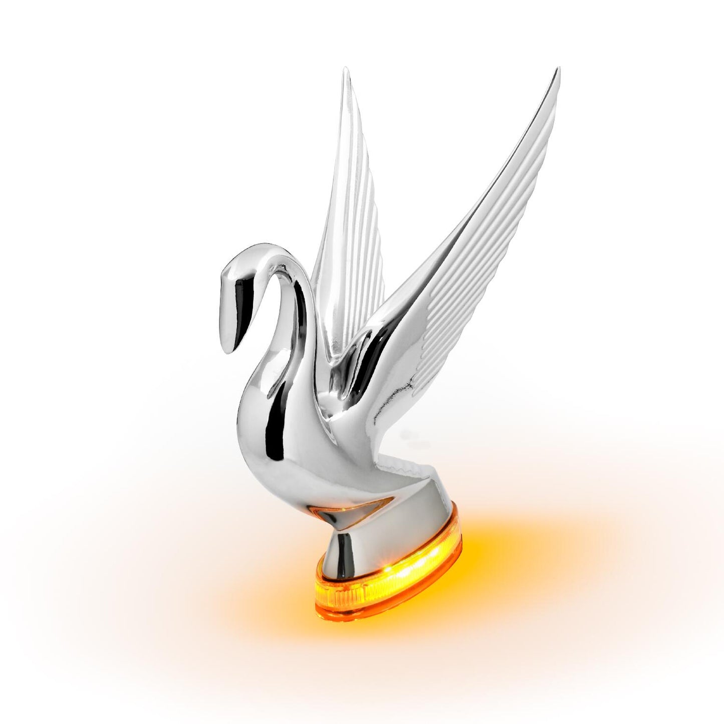 SWAN HOOD ORNAMENT WITH LED GLOW BASE