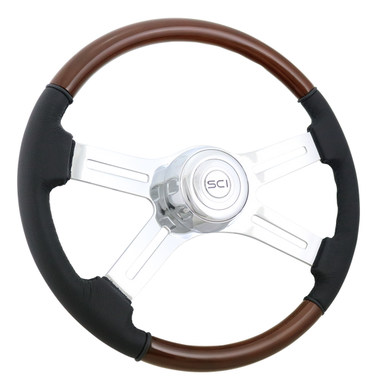 18" Classic Wood/Leather 4 Spoke