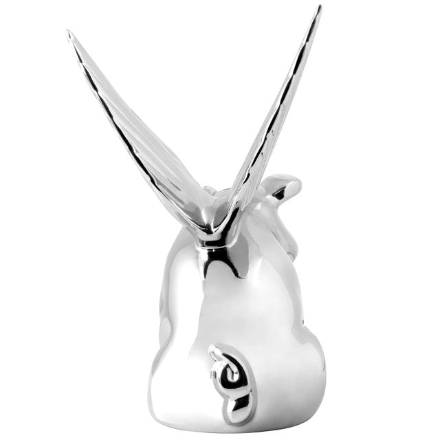 Chrome Smiling Pig With Wings Hood Ornament
