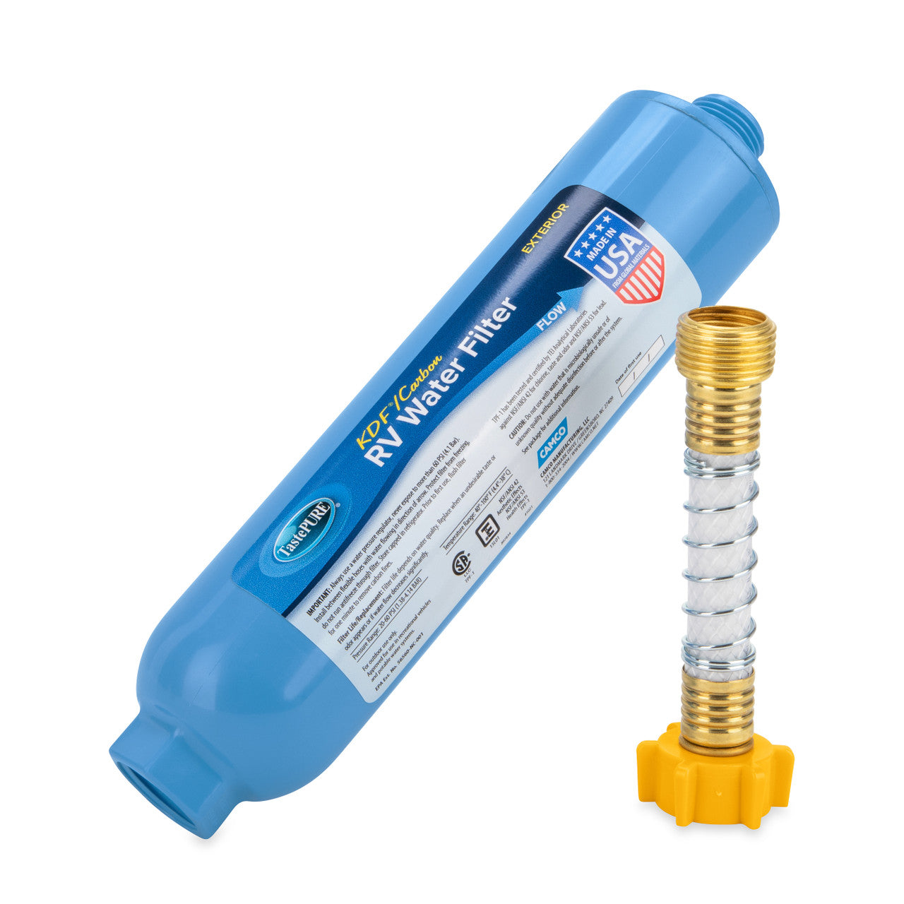 RV/Marine Inline Water Filter with Flexible Hose Protector