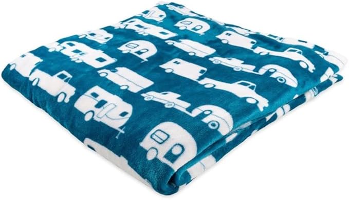 Life is Better at The Campsite Plush Fleece Blanket, Queen Size - Blue