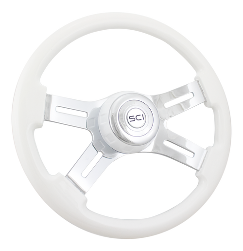 16" Classic White Steering Wheel With Matching Bezel