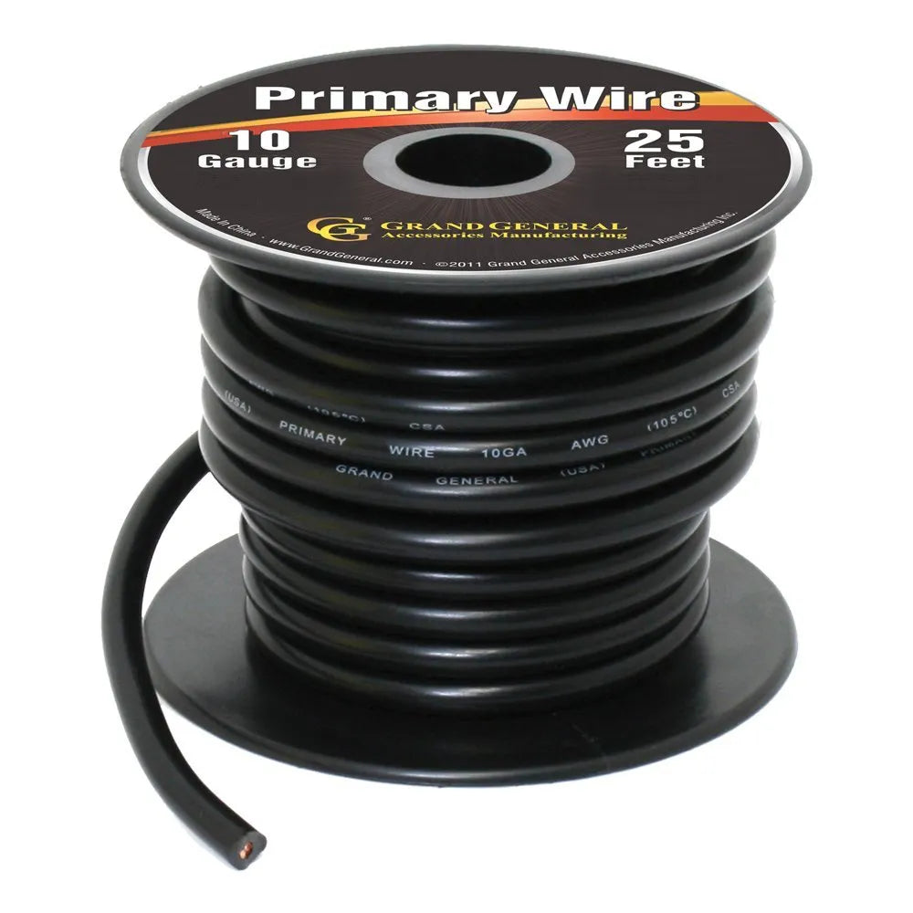 Primary Wire 10 Gauge- Black 25 ft
