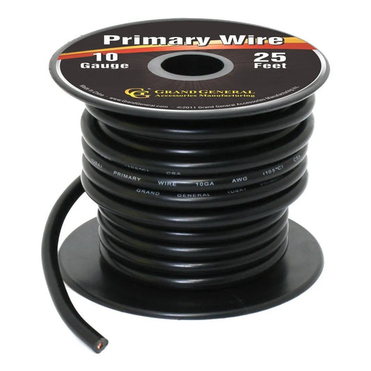 Primary Wire 10 Gauge- Black 25 ft