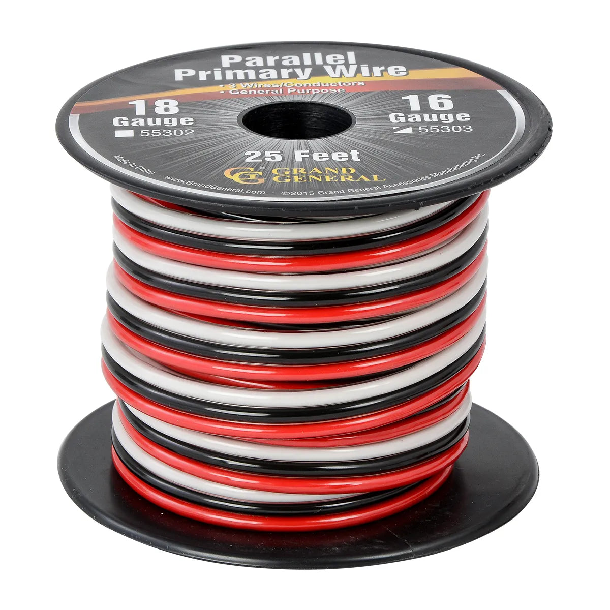 16 Gauge 3 Strand Red/White/Black 25' Roll