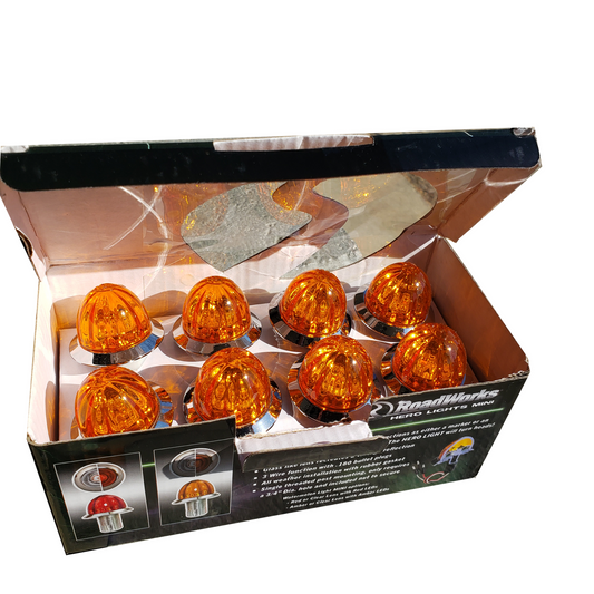 Hero Mini Watermelon Amber Lens / Amber Leds Marker Light With 3/4" Post Mount - 8 PACK