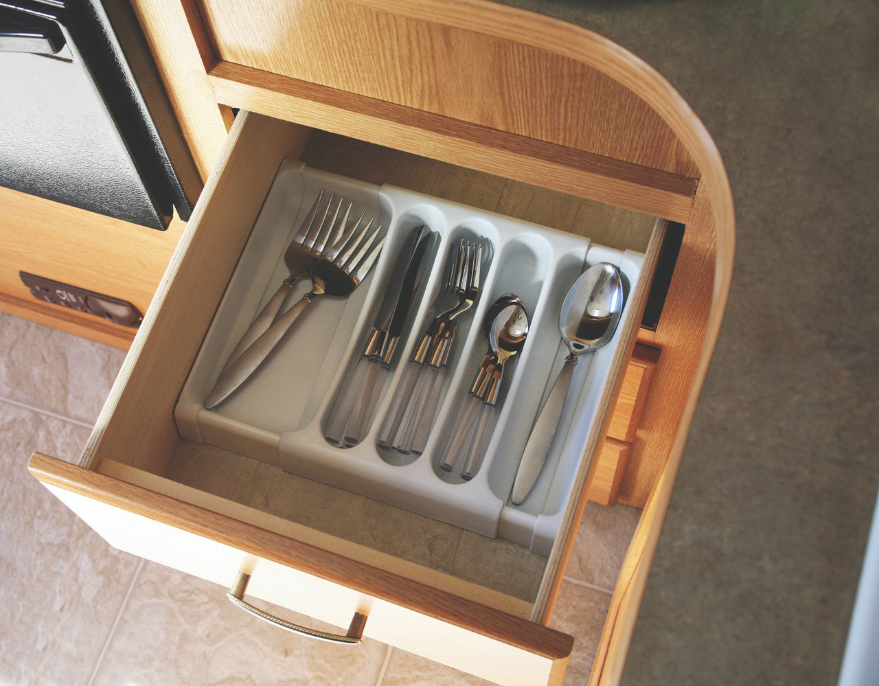 Adjustable Cutlery Tray - White