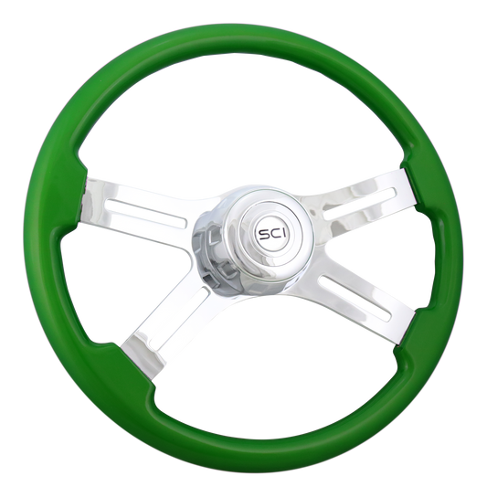 18" Classic Green 3 Hole 4 Spoke Steering Wheel