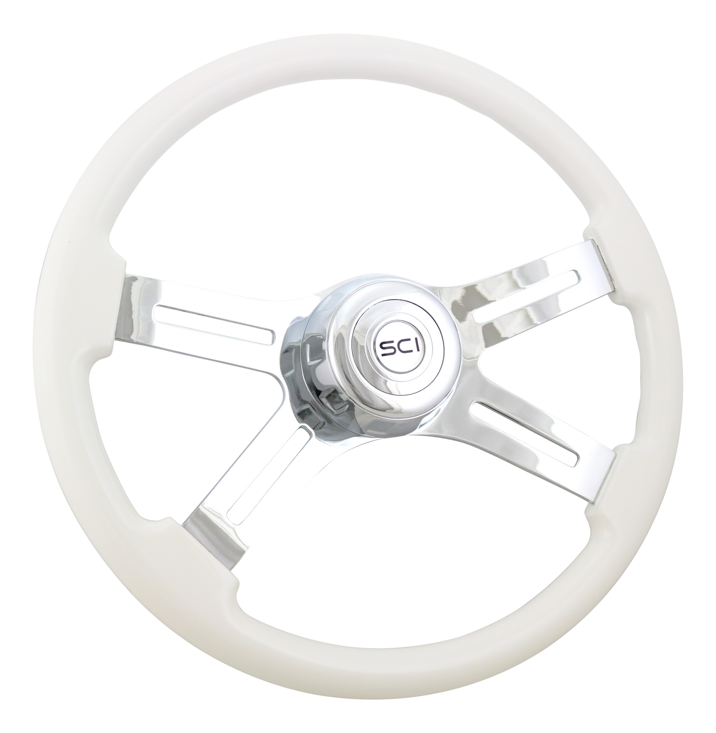 18" White 4 Spoke Steering Wheel