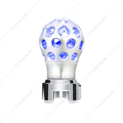 Thread-On Annodized Phoenix Style Ball Gearshift Knob With LED 13/15/18 Speed Adapter-Blue LED