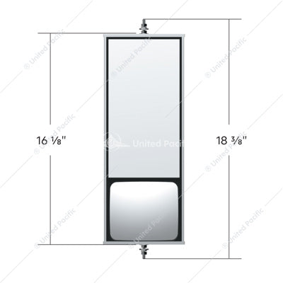 6" X 16" 430 Stainless Steel West Coast Mirror With Convex Lower Mirror - Non Heated
