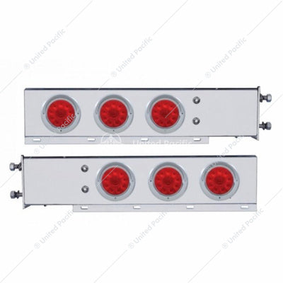 3-3/4" BOLT PATTERN SS SPRING LOADED BAR WITH 6X 4" 7 LED LIGHTS & VISORS -RED LED & LENS