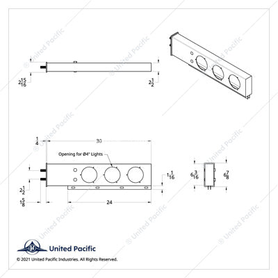 Stainless Steel Spring Loaded Light Bar with 6X 4" 7 LED Lights (Pair)