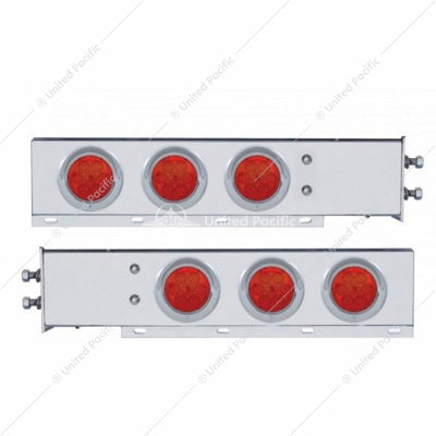 2" Bolt Pattern Stainless Spring Loaded Light Bar with Six 4" 7 LED Lights & Visors
