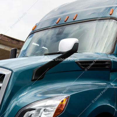 Chrome Plastic Hood Mirror Cover For 2018-2025 Freightliner Cascadia-Driver