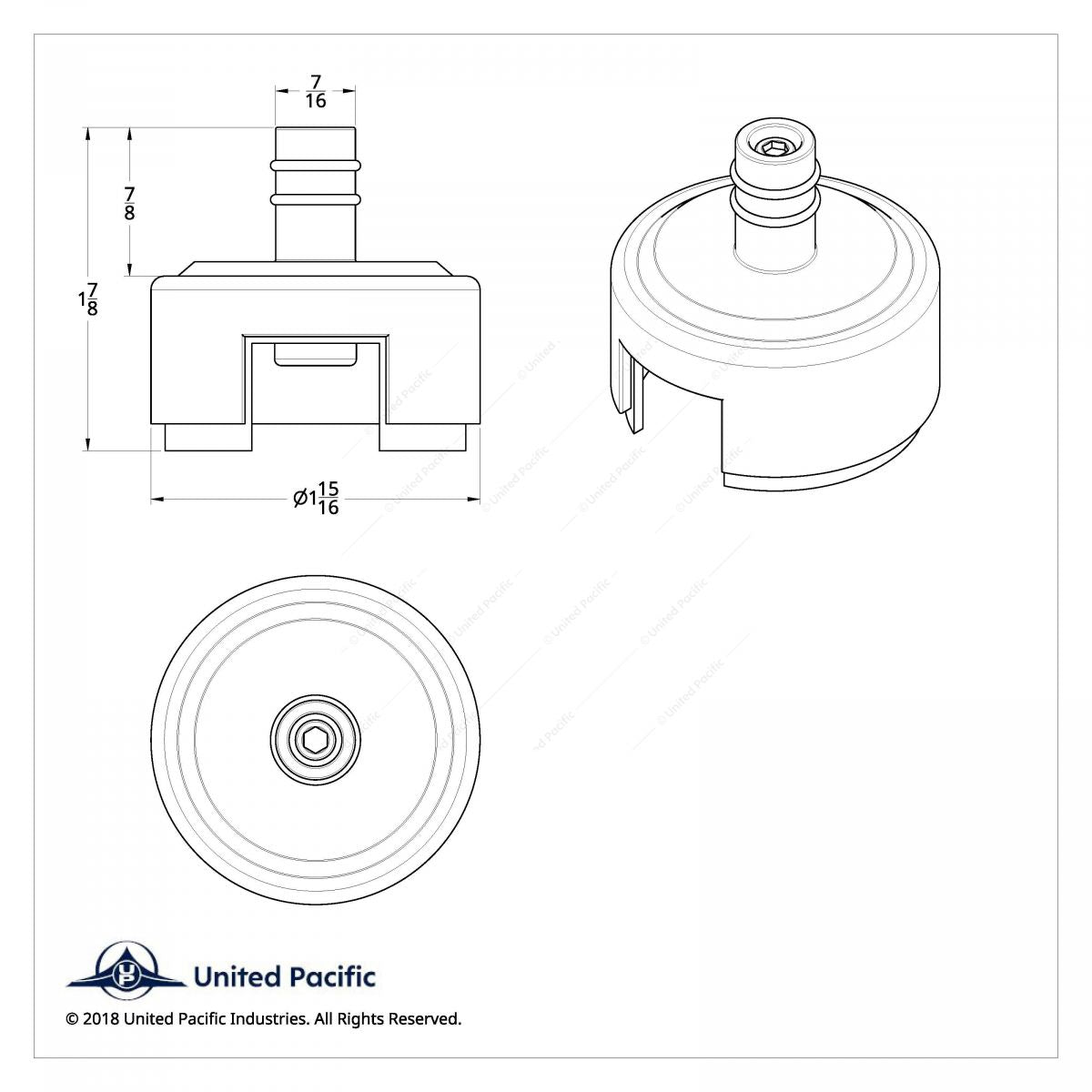 Gearshift Mounting Adapter 7/16" Top For Eaton-Fuller 13/15/18 Speed Shifters *SO*