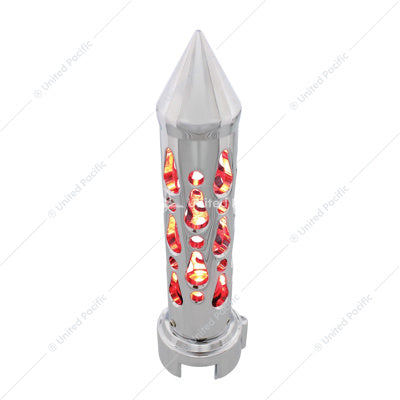 Brooklyn Style Spike Gearshift Knob with LED 13/15/18 Speed Adapter - Chrome/Red LED