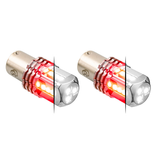 1157 Dual Color LED Bulb - White Primary / Red Secondary (PR)