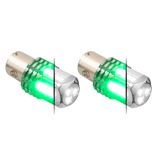 1157 Dual Color LED Bulb - White Primary / Green Secondary (PR)