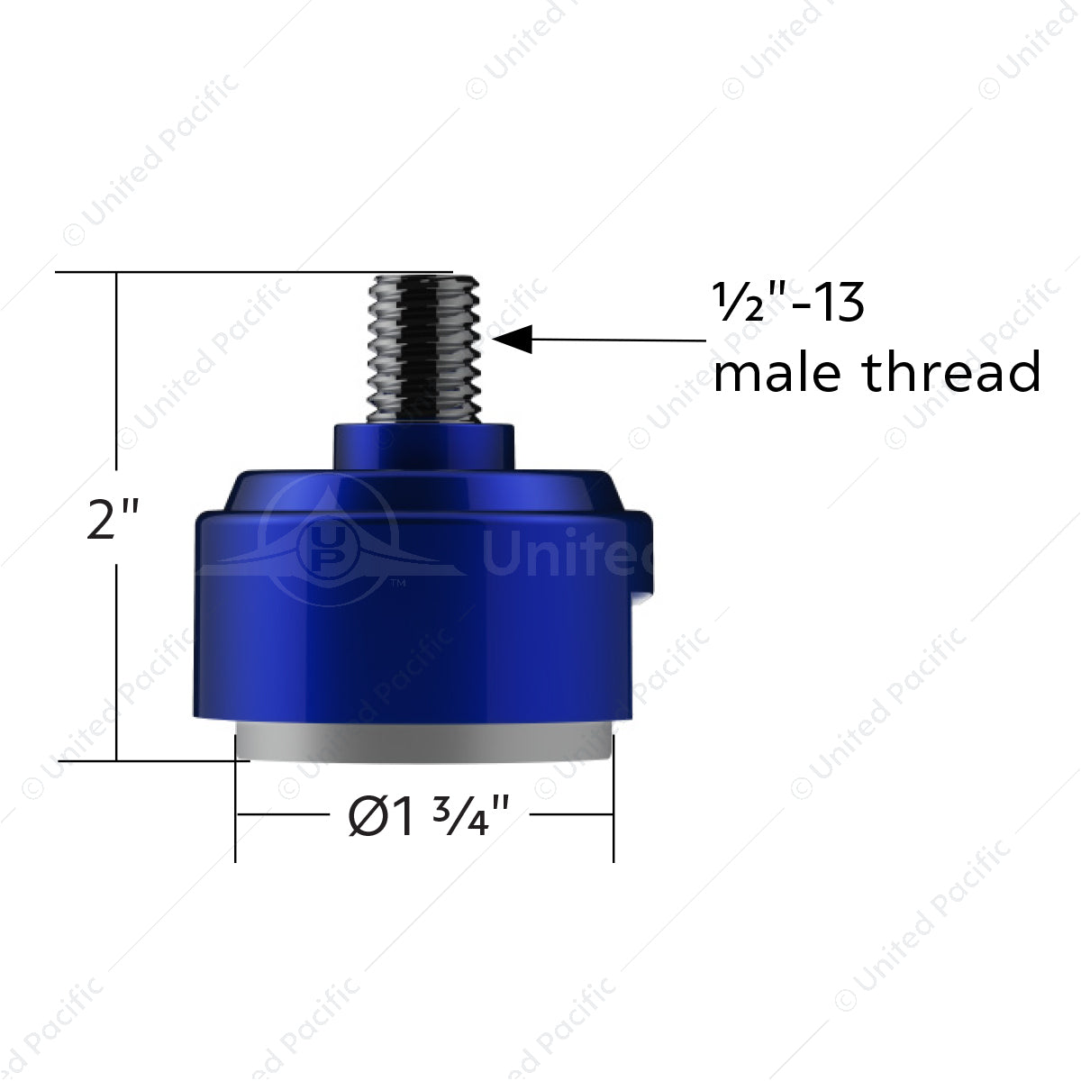 1/2"-13 Thread-On Shift Knob Mounting Adapter For Eaton Fuller Style 13/15/18 Shifter - Indigo Blue