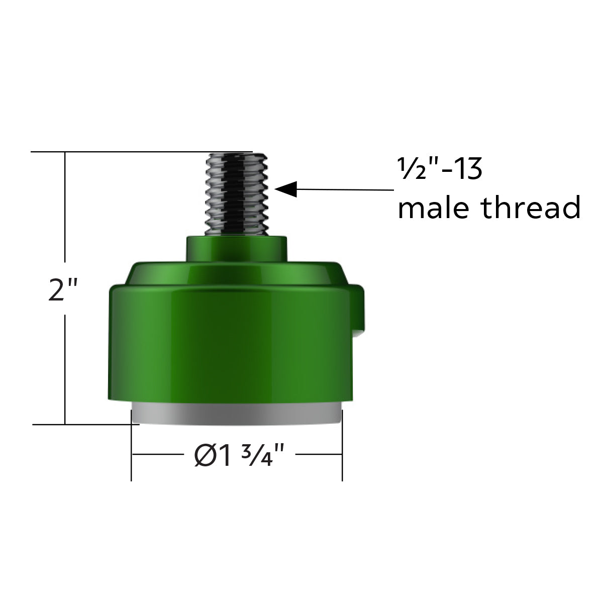 1/2"-13 Thread-On Shift Knob Mounting Adapter For Eaton Fuller Style 13/15/18 Shifter - Emerald Green (Bulk)