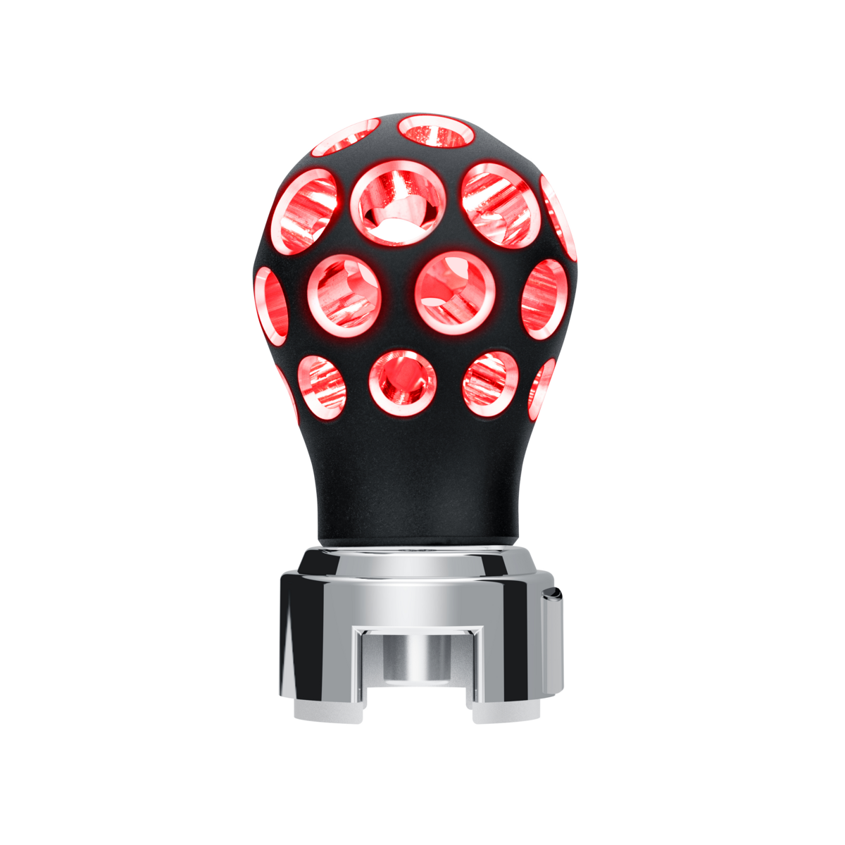 Thread-On Matte Black Phoenix Ball Gearshift Knob With LED 13/15/18 Speed Adapter-Red LED