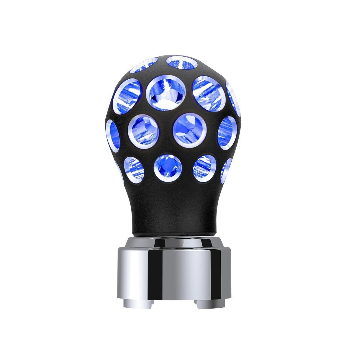 Thread-On Matte Black Phoenix Ball Gearshift Knob With LED 9/10 Speed Adapter-Blue LED