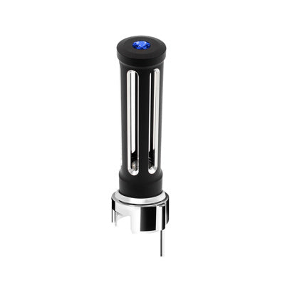 Thread-On Matte Black Sonoma Style Gearshift Knob With LED 13/15/18 Speed Adapter-Blue Crystal/Blue LED