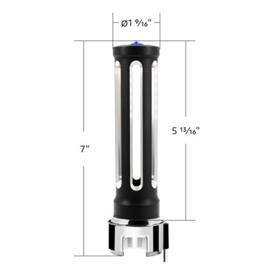 Thread-On Matte Black Sonoma Style Gearshift Knob With LED 13/15/18 Speed Adapter-Blue Crystal/Blue LED