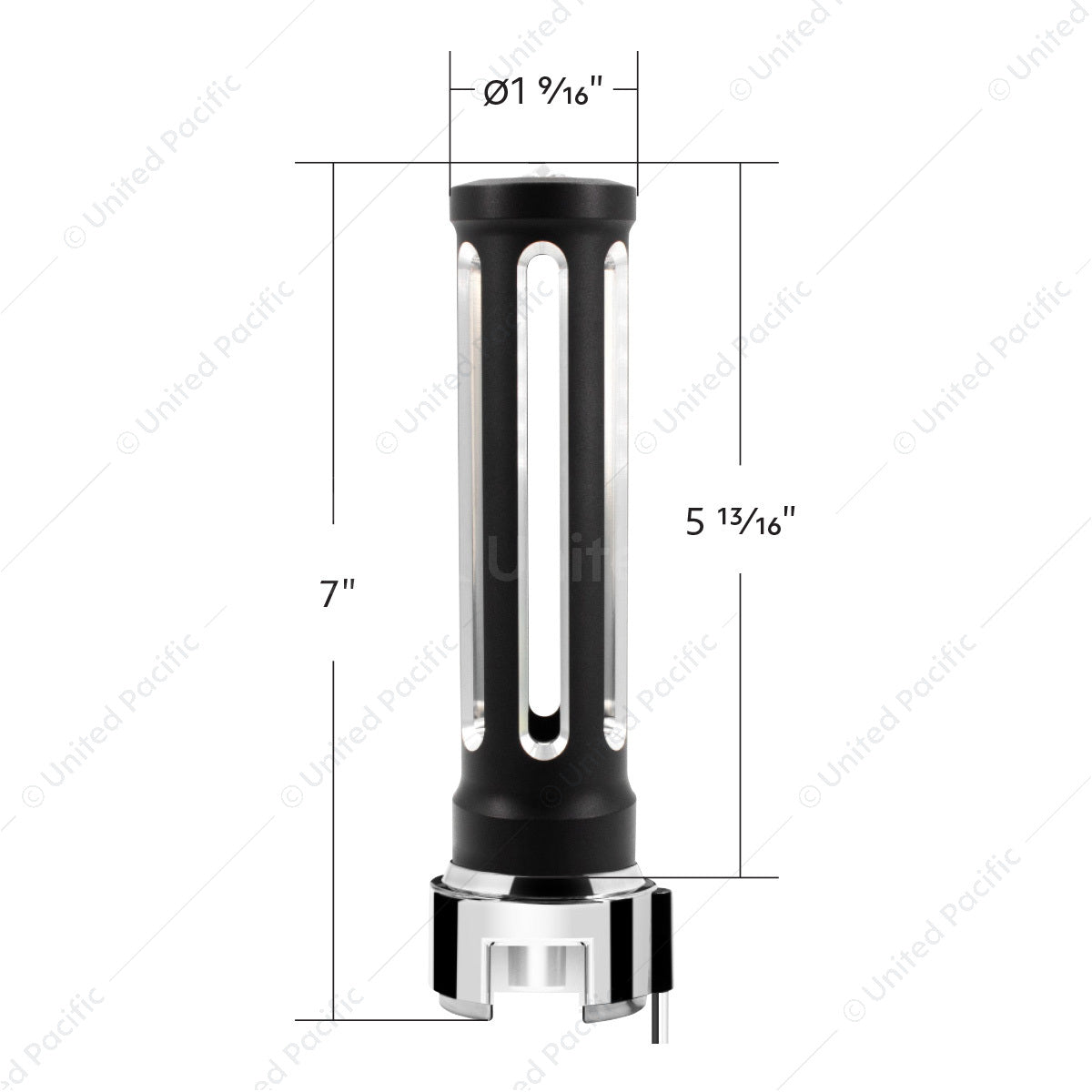 Thread-On Matte Black Sonoma Style Gearshift Knob With LED 13/15/18 Speed Adapter-Clear Crystal/White LED