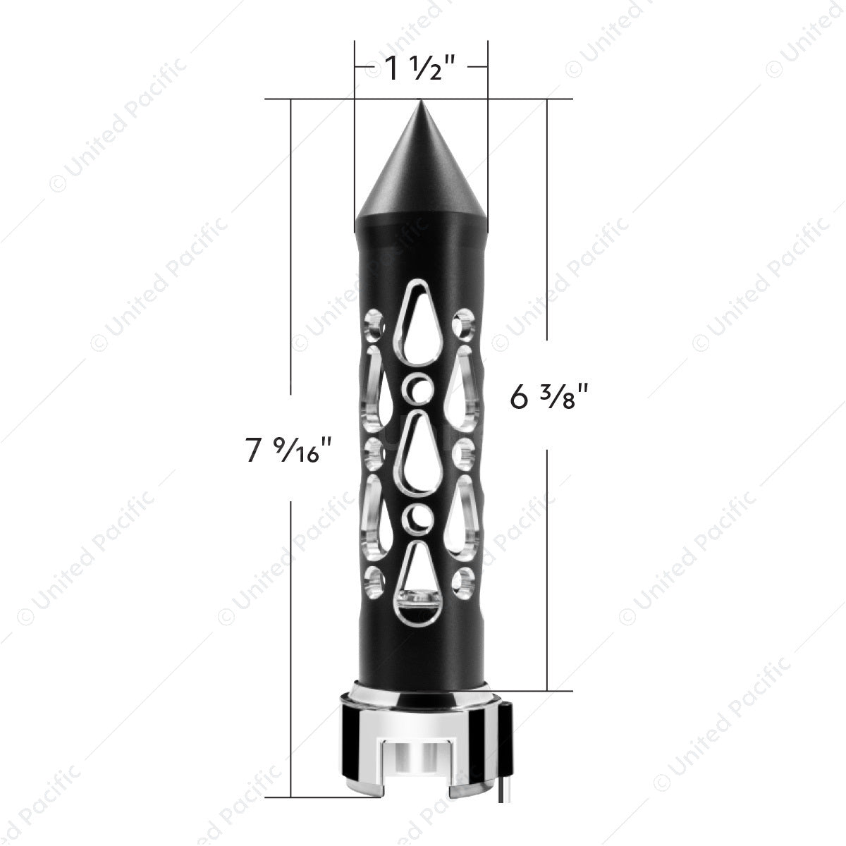 Thread-On Brooklyn Style Spike Gearshift Knob With LED 13/15/18 Speed Adapter-Matte Black/White LED