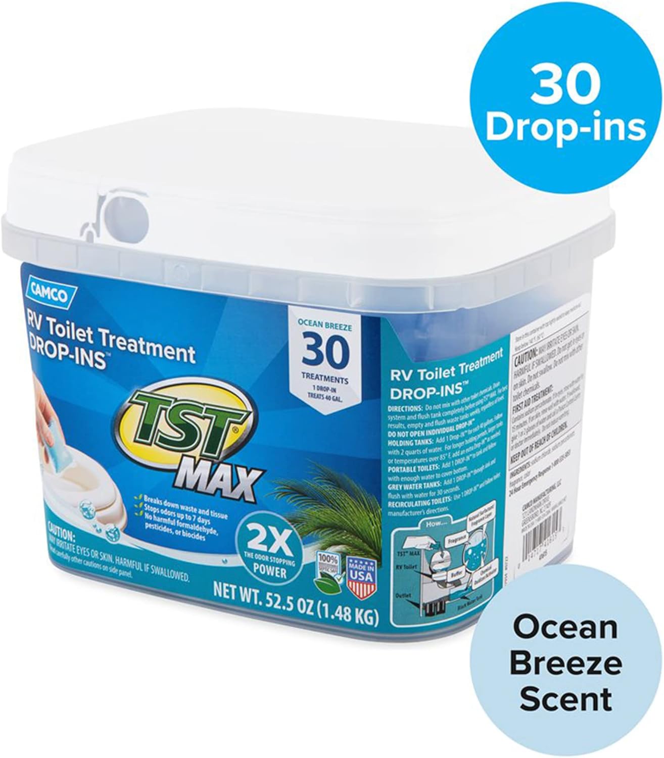 TST Max Ocean Breeze Drop-In Toilet Treatment - 30 Count