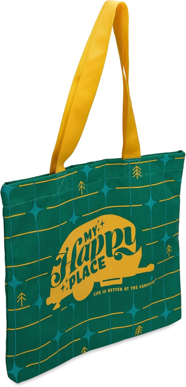 Life Is Better at the Camp Site Tote Bag - My Happy Place, Green