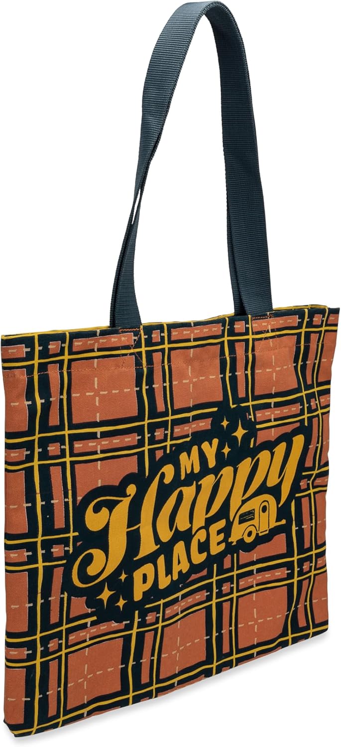 Life Is Better at the Camp Site Tote Bag - My Happy Place, Red/Plaid