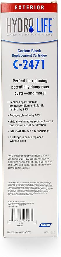 Hydro Life Water Filter C-2471 Replacement Cartridge for HL-200