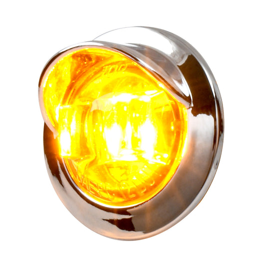 3/4 Mini LED Light with Chrome Bezel with Visor Amber/Amber