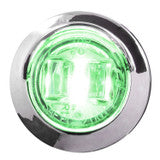 3/4 Mini LED Light with Chrome Bezel with Visor Green/Clear
