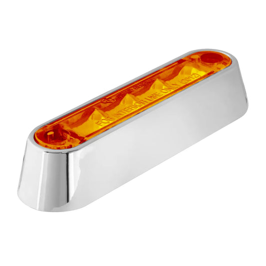 3-1/2″ MARKER & TURN LED LIGHT with Chrome Plastic Bezel -AMBER/AMBER