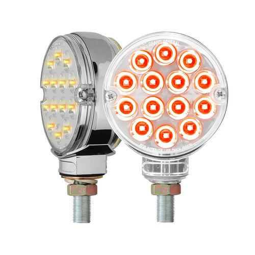 3" Pearl Double Face Amber Red Clear Lens 14 LED Twin Pack
