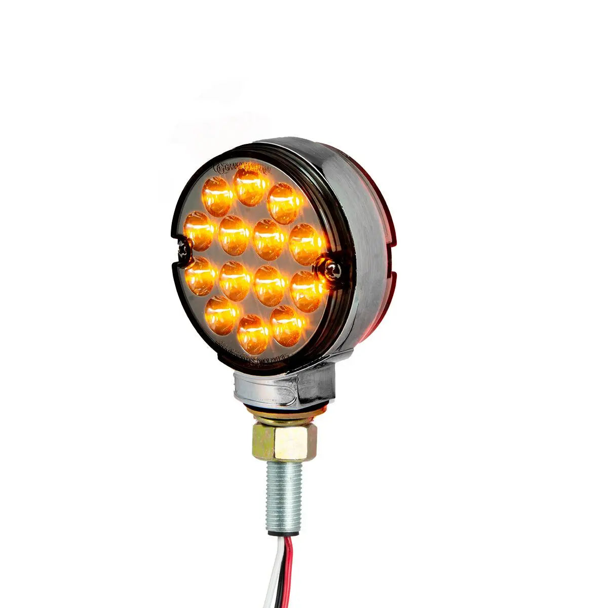 3″ Double Face High Power Amber Red Pearl LED Pedestal Light in Smoke Lens